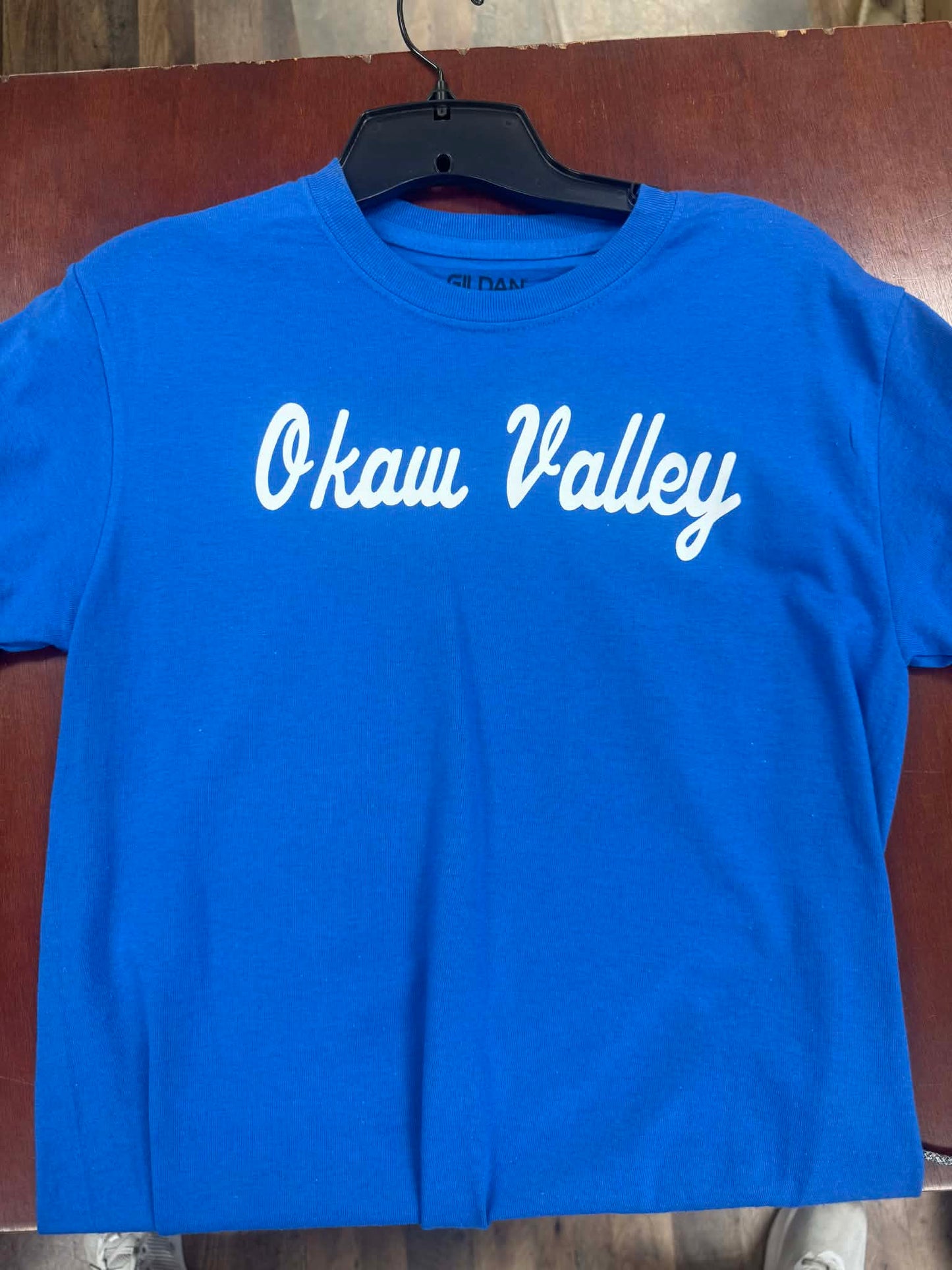Okaw Valley Script Tee – Adult Small (One of a Kind)