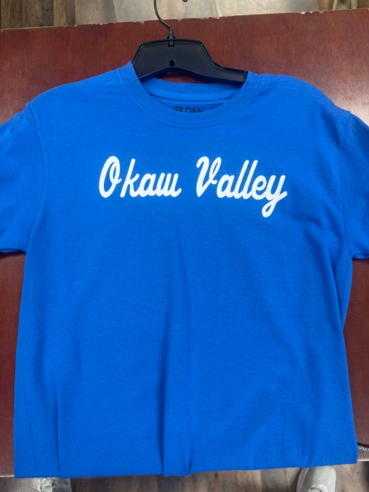 Okaw Valley Script Tee – Adult Small (One of a Kind)