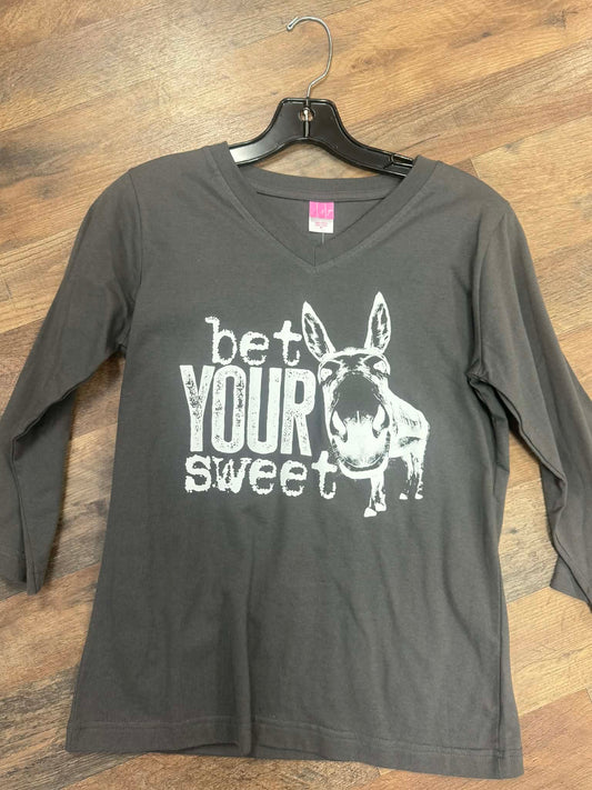 Bet Your Sweet Ass Donkey Tee – Ladies V-Neck – Small (One of One)