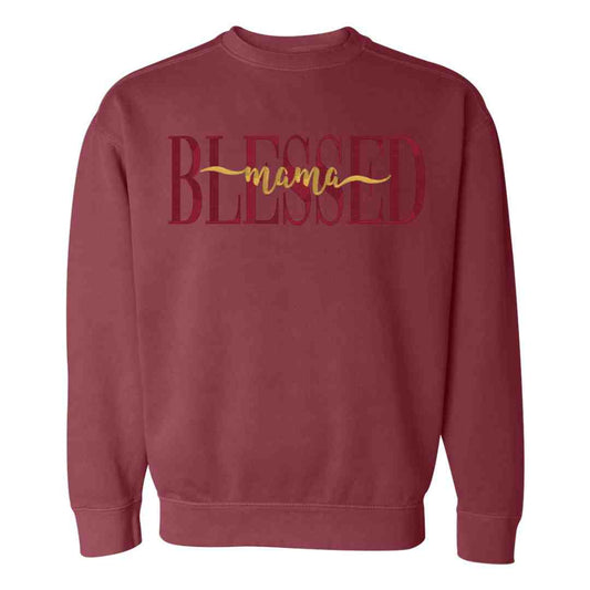Blessed Mama Embroidered Sweatshirt