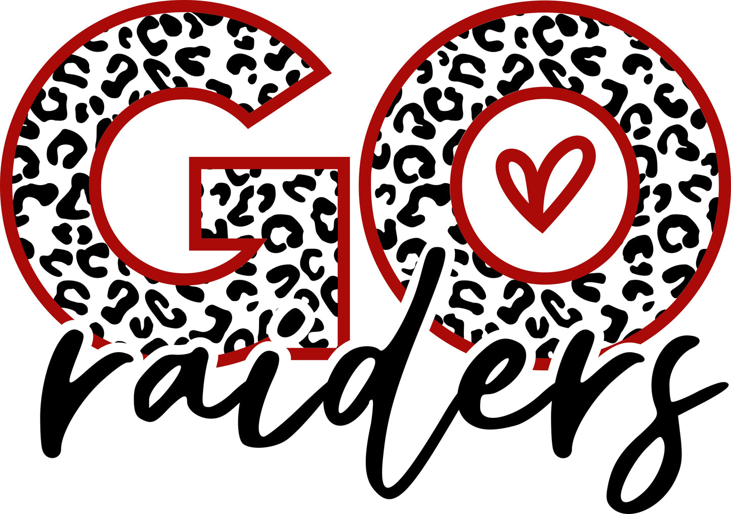 Go Raiders cheetah heart YOUTH sizes