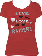 Load image into Gallery viewer, Live Love Raiders Glitter T-Shirt