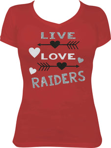 Live Love Raiders Glitter T-Shirt