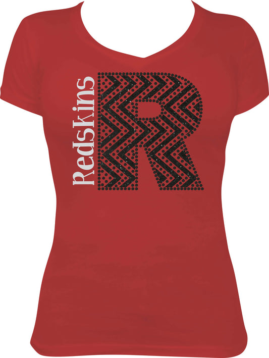 Sullivan R Redskins Glitter Ladies Vneck